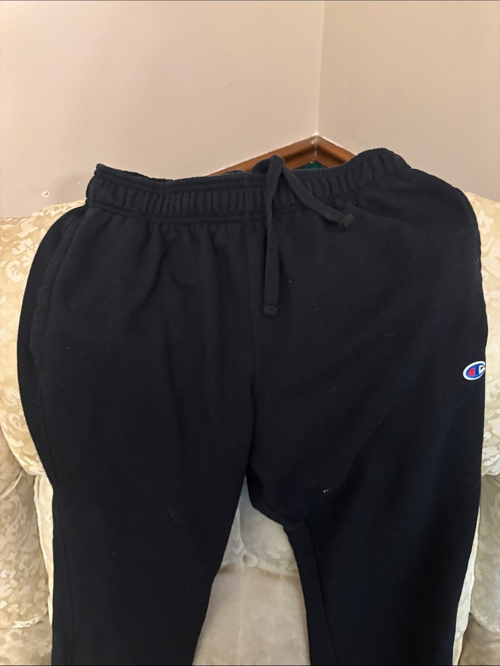 Champion Kids Black Sweatpants with Small Embroidered C Logo